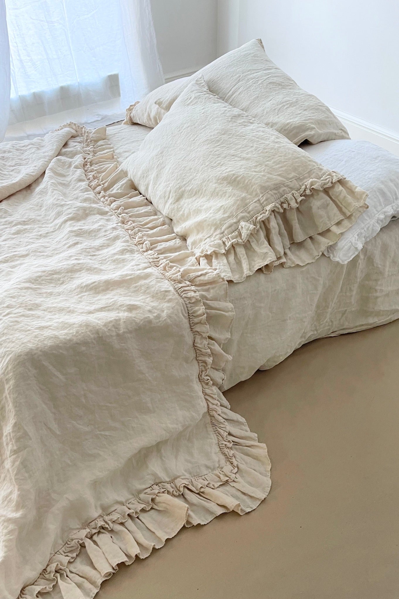 RUSTIC upper sheet BEDCOVER white - MOO Linen Shop