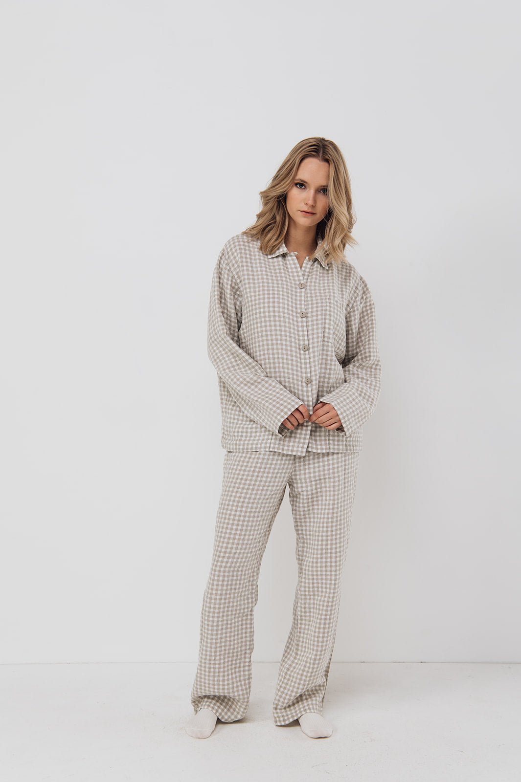 SALE 50 % OFF JANE Pajama set natural S - MOO Linen Shop