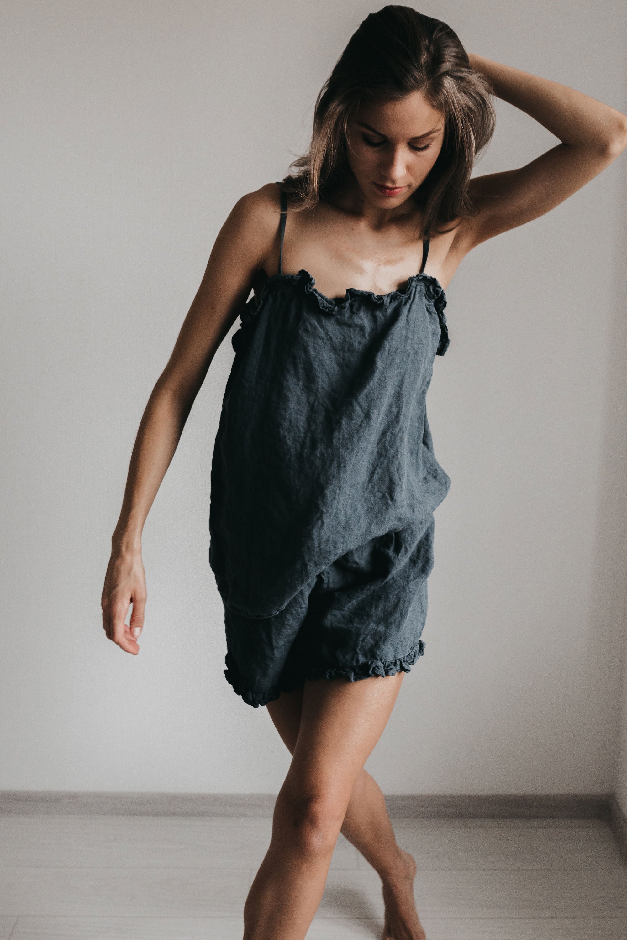 SALE 50% OFF JULLIETTE pajama set ocean green S - MOO Linen Shop