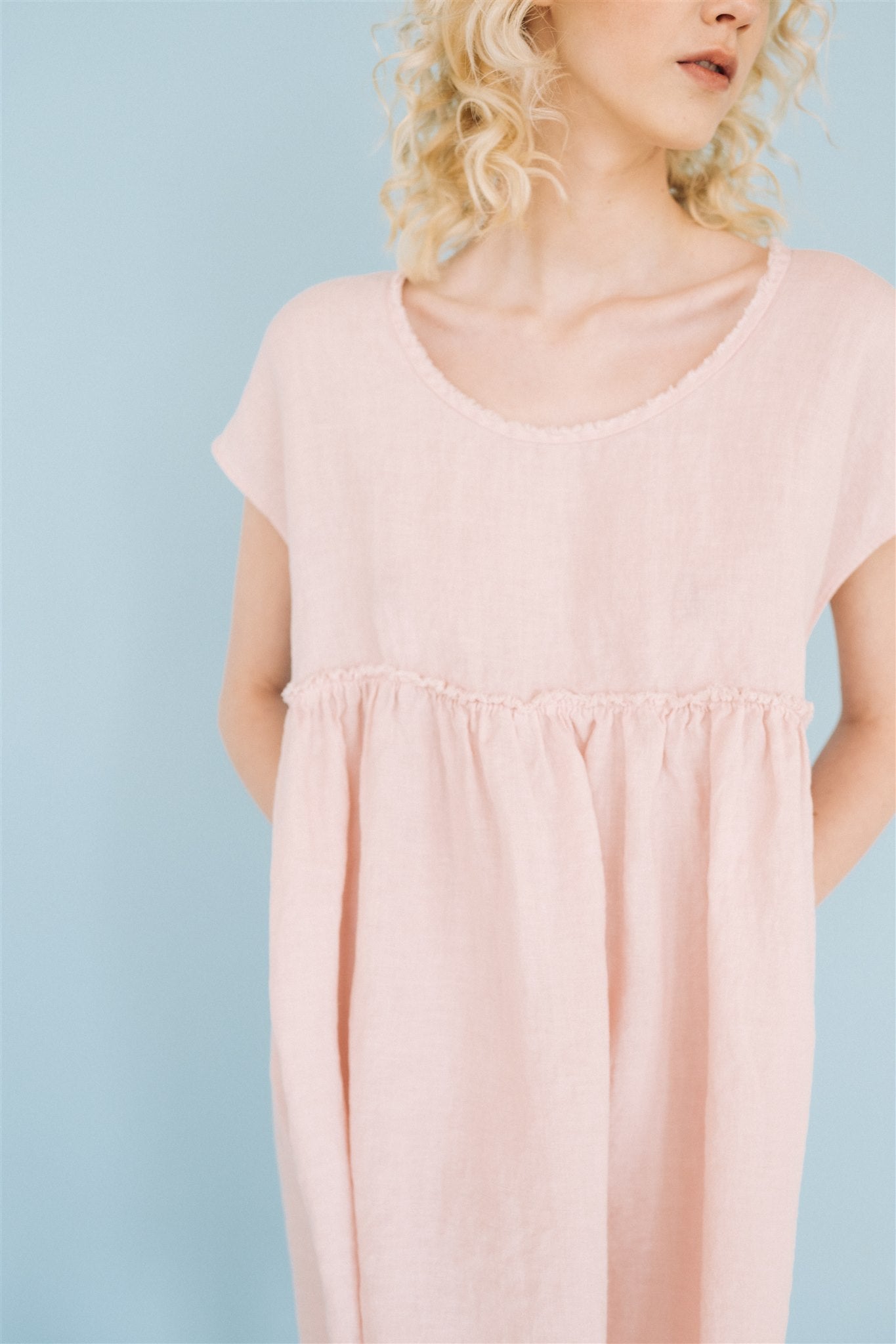 SALE 50% OFF LOLA dress powder pink M - MOO Linen Shop