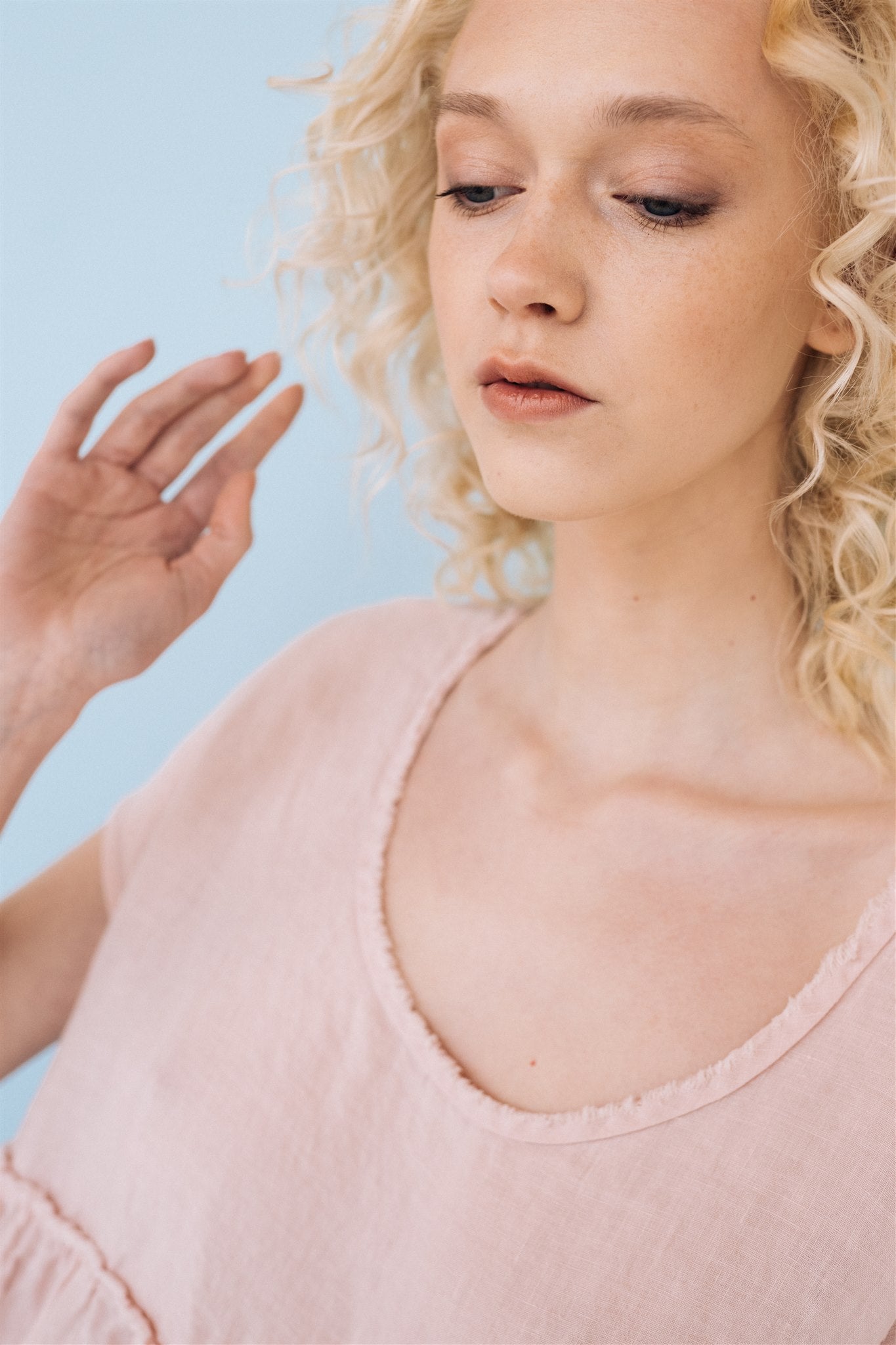 SALE 50% OFF LOLA dress powder pink M - MOO Linen Shop