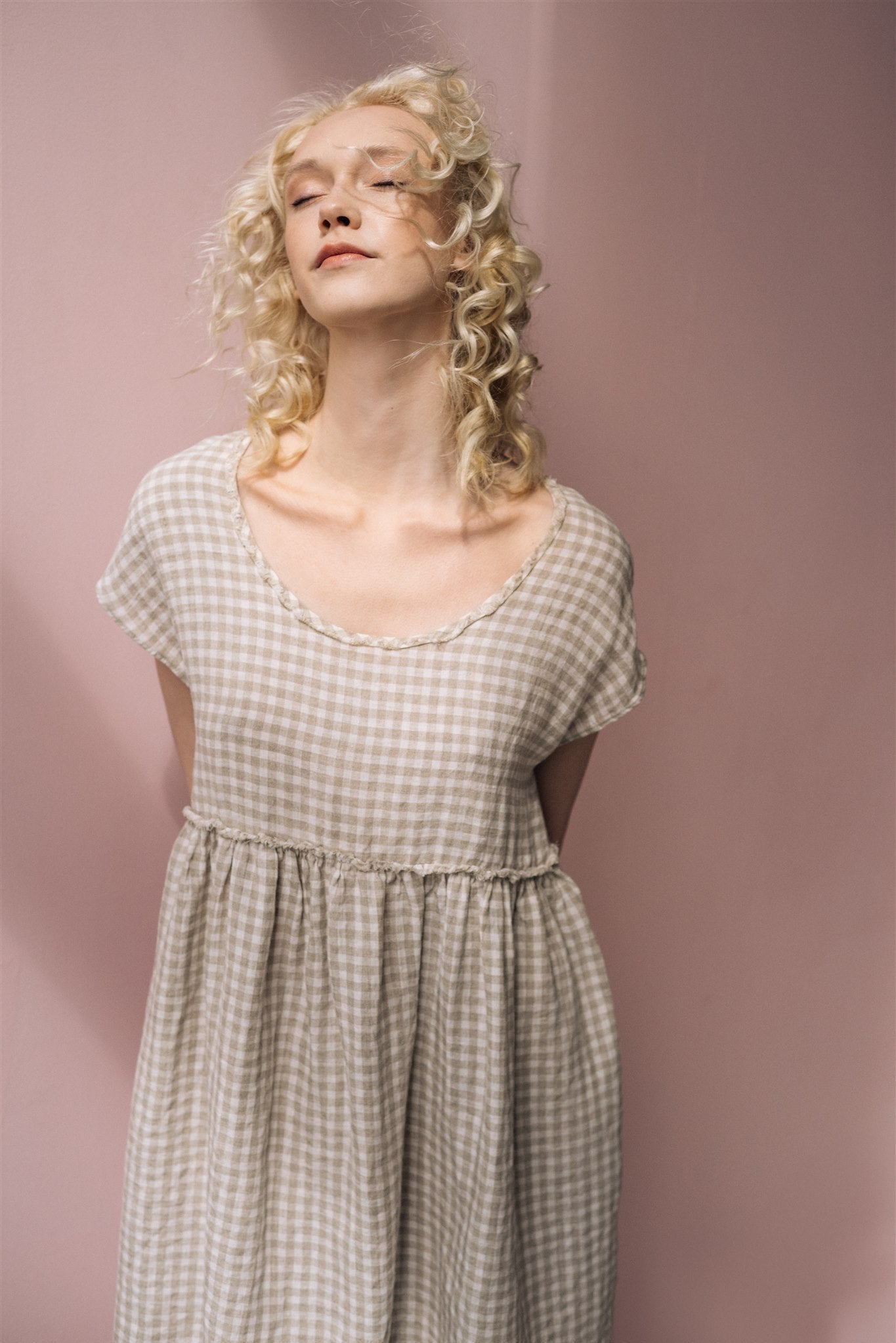 SALE 50% OFF LOLA dress powder pink M - MOO Linen Shop