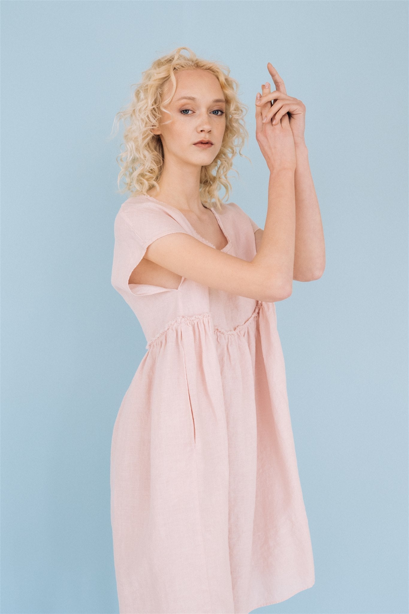SALE 50% OFF LOLA dress powder pink M - MOO Linen Shop