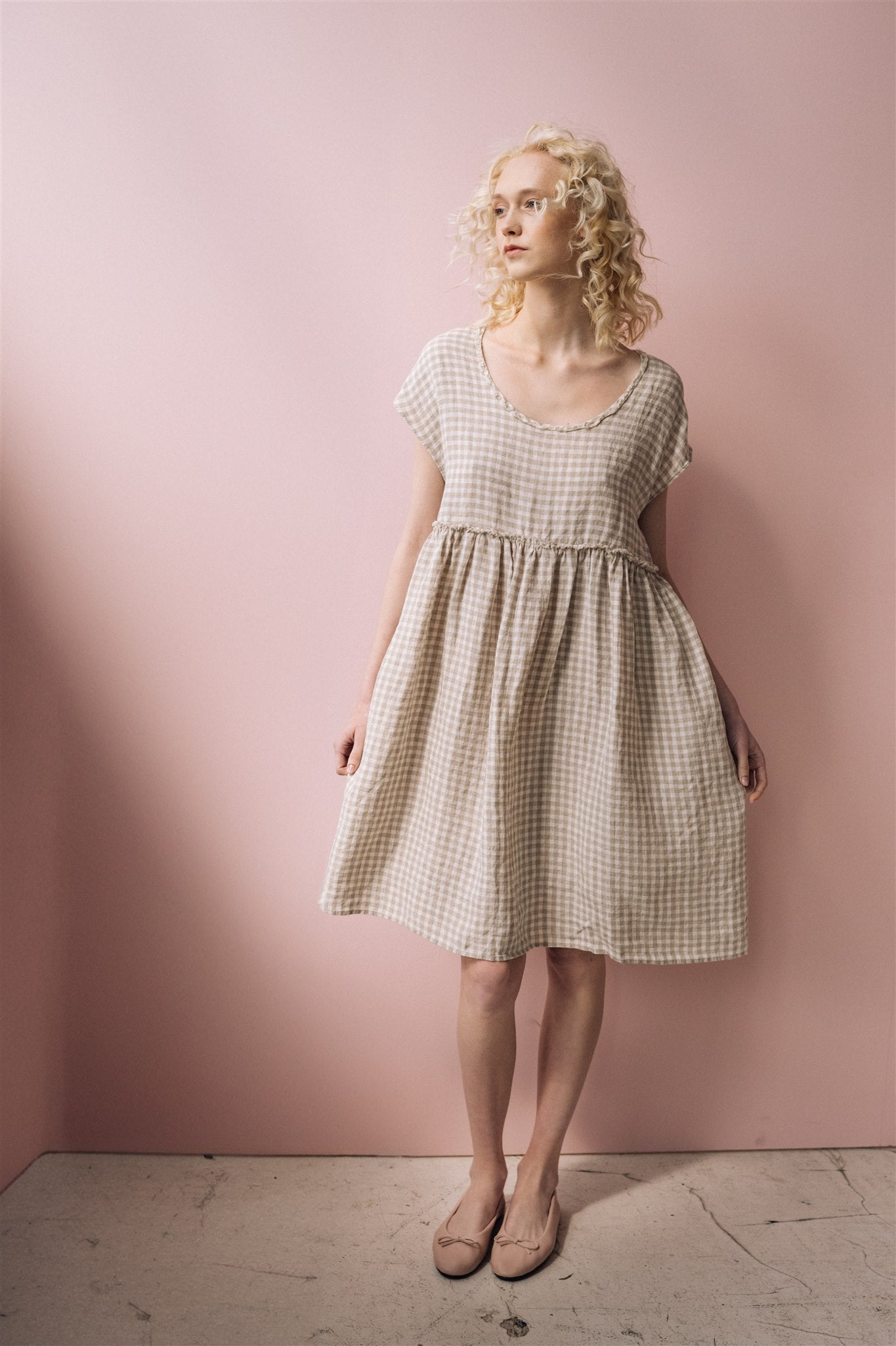 SALE 50% OFF LOLA dress powder pink M - MOO Linen Shop