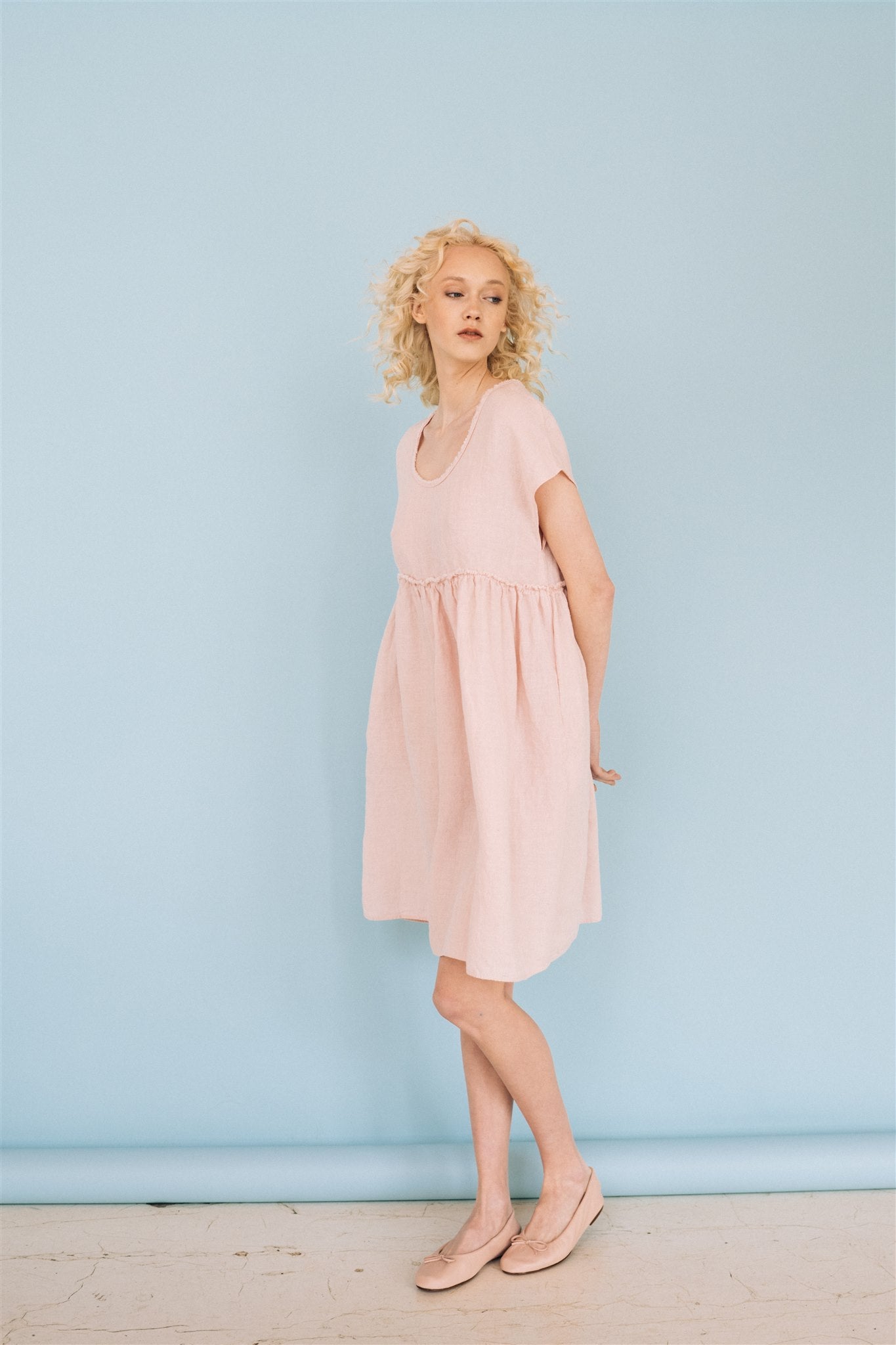 SALE 50% OFF LOLA dress powder pink M - MOO Linen Shop