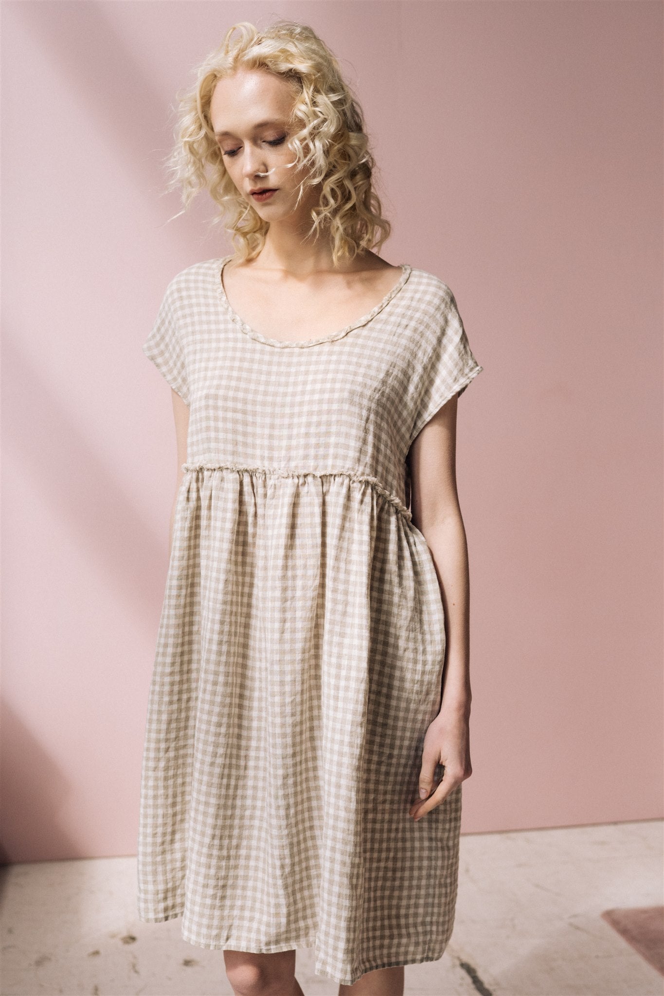 SALE 50% OFF LOLA dress powder pink M - MOO Linen Shop