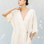 SALE 50 % OFF Wrap dress DATE very peri L - MOO Linen Shop