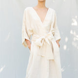 SALE 50 % OFF Wrap dress DATE very peri L - MOO Linen Shop