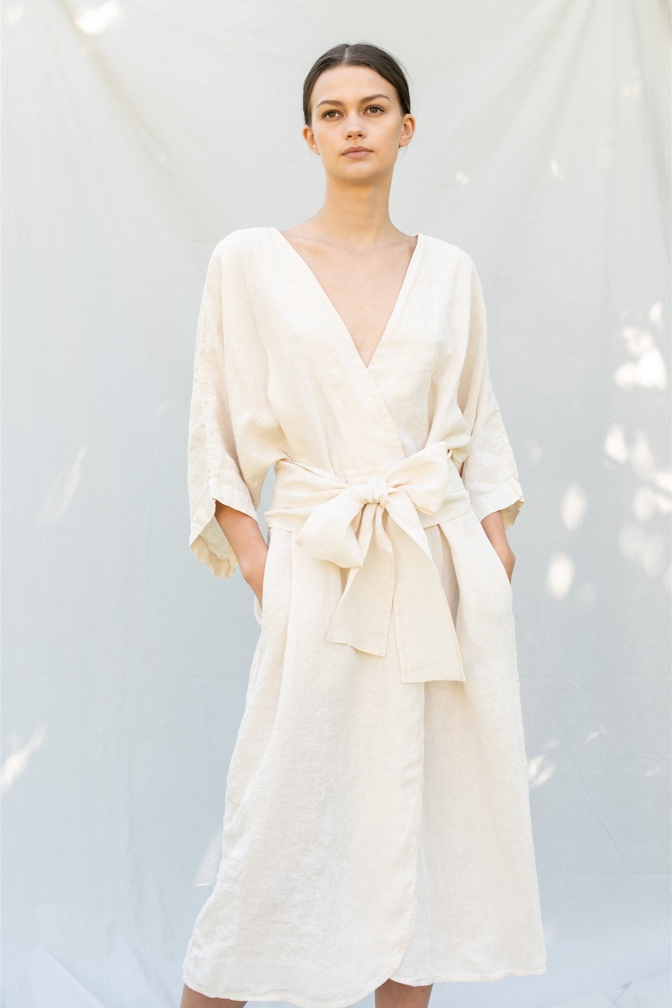 SALE 50 % OFF Wrap dress DATE very peri L - MOO Linen Shop