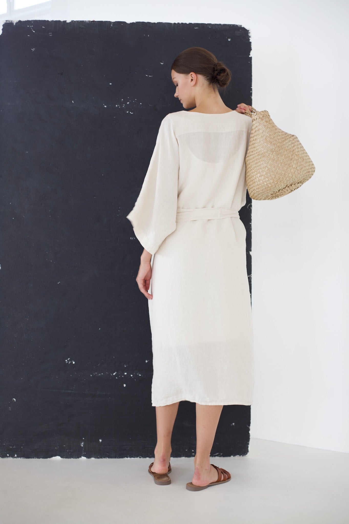 SALE 50 % OFF Wrap dress DATE very peri L - MOO Linen Shop