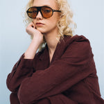 SANDER tailored pants and linen blazer ebony brown - MOO Linen Shop