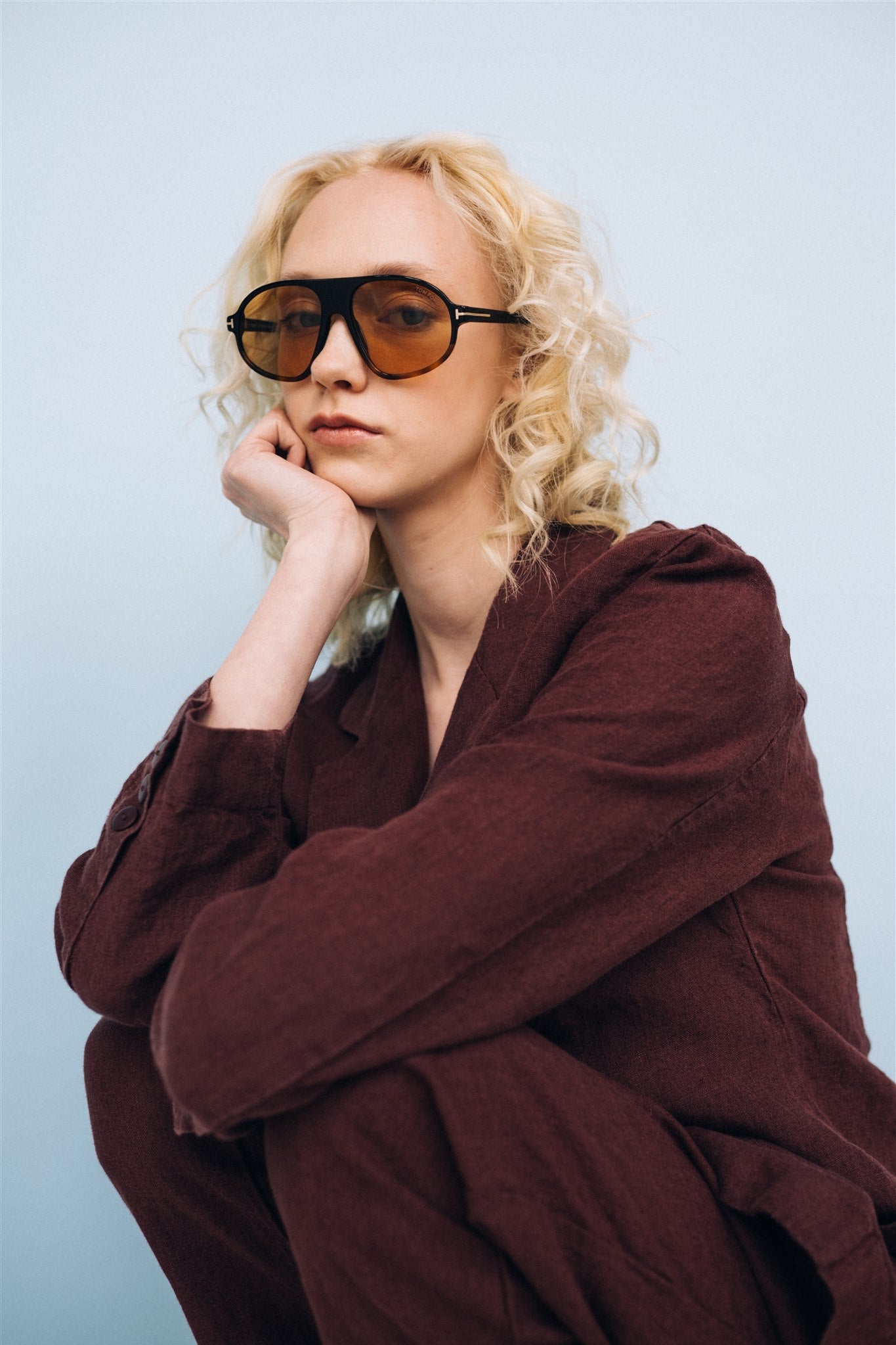 SANDER tailored pants and linen blazer ebony brown - MOO Linen Shop