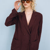 SANDER tailored pants and linen blazer ebony brown - MOO Linen Shop
