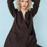 SANDER tailored pants and linen blazer espresso - MOO Linen Shop