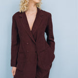 SANDER tailored pants and linen blazer ebony brown - MOO Linen Shop
