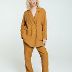 SANDER tailored pants and linen blazer mustard - MOO Linen Shop