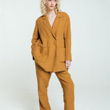 SANDER tailored pants and linen blazer mustard - MOO Linen Shop