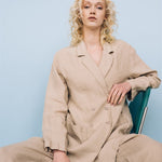 SANDER tailored pants and linen blazer beige - MOO Linen Shop
