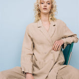 SANDER tailored pants and linen blazer beige - MOO Linen Shop