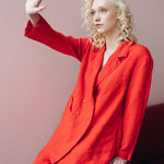 SANDER tailored pants and linen blazer coral red - MOO Linen Shop