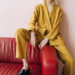 SANDER tailored pants and linen blazer mustard - MOO Linen Shop