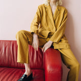 SANDER tailored pants and linen blazer mustard - MOO Linen Shop