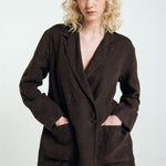 SANDER tailored pants and linen blazer espresso - MOO Linen Shop