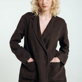 SANDER tailored pants and linen blazer espresso - MOO Linen Shop