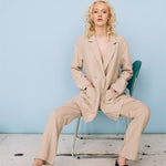 SANDER tailored pants and linen blazer beige - MOO Linen Shop