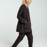 SANDER tailored pants and linen blazer espresso - MOO Linen Shop