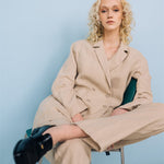 SANDER tailored pants and linen blazer beige - MOO Linen Shop