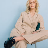 SANDER tailored pants and linen blazer beige - MOO Linen Shop