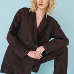 SANDER tailored pants and linen blazer espresso - MOO Linen Shop