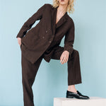 SANDER tailored pants and linen blazer espresso - MOO Linen Shop