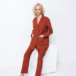 SANDER tailored pants and linen blazer caramel - MOO Linen Shop