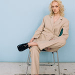 SANDER tailored pants and linen blazer beige - MOO Linen Shop