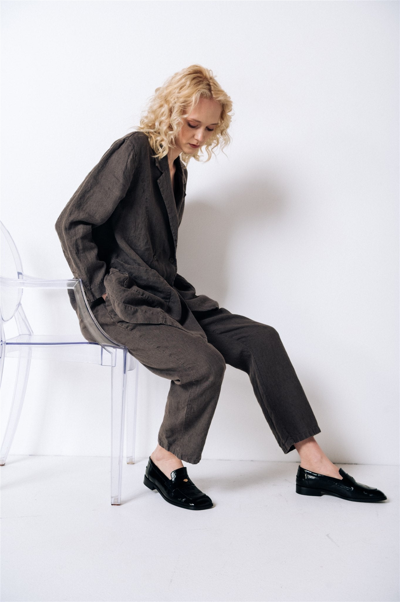 SANDER tailored pants and linen blazer antracite - MOO Linen Shop