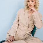 SANDER tailored pants and linen blazer beige - MOO Linen Shop