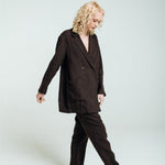SANDER tailored pants and linen blazer espresso - MOO Linen Shop