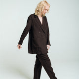 SANDER tailored pants and linen blazer espresso - MOO Linen Shop