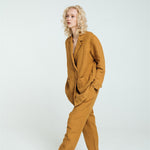 SANDER tailored pants and linen blazer mustard - MOO Linen Shop