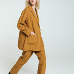 SANDER tailored pants and linen blazer mustard - MOO Linen Shop