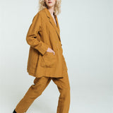 SANDER tailored pants and linen blazer mustard - MOO Linen Shop