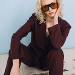 SANDER tailored pants and linen blazer ebony brown - MOO Linen Shop