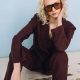 SANDER tailored pants and linen blazer ebony brown - MOO Linen Shop