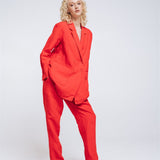 SANDER tailored pants and linen blazer coral red - MOO Linen Shop