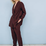 SANDER tailored pants and linen blazer ebony brown - MOO Linen Shop