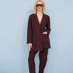 SANDER tailored pants and linen blazer ebony brown - MOO Linen Shop