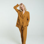 SANDER tailored pants and linen blazer mustard - MOO Linen Shop