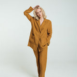 SANDER tailored pants and linen blazer mustard - MOO Linen Shop